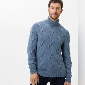 BRAX Men’s Cadet blue cable knit turtleneck sweater size XL
